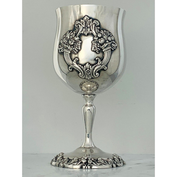 REED & BARTON King Francis Water Goblet 6-1/2" Silver Plate 1659 Chalice Cup GUC - Picture 2 of 8